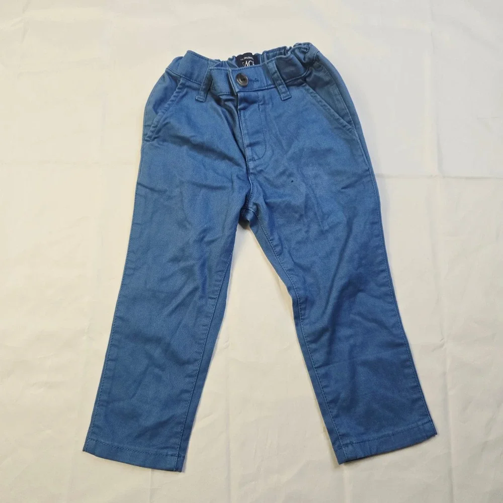 The Childrens Place Kids Chino Pants 2T Blue Elastic Waist Casual Trousers K1